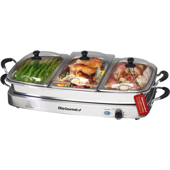 Elite Platinum EWM-9933 Deluxe Triple Buffet Server Food Warmer 3 x 2.5Qt - Picture 1 of 6